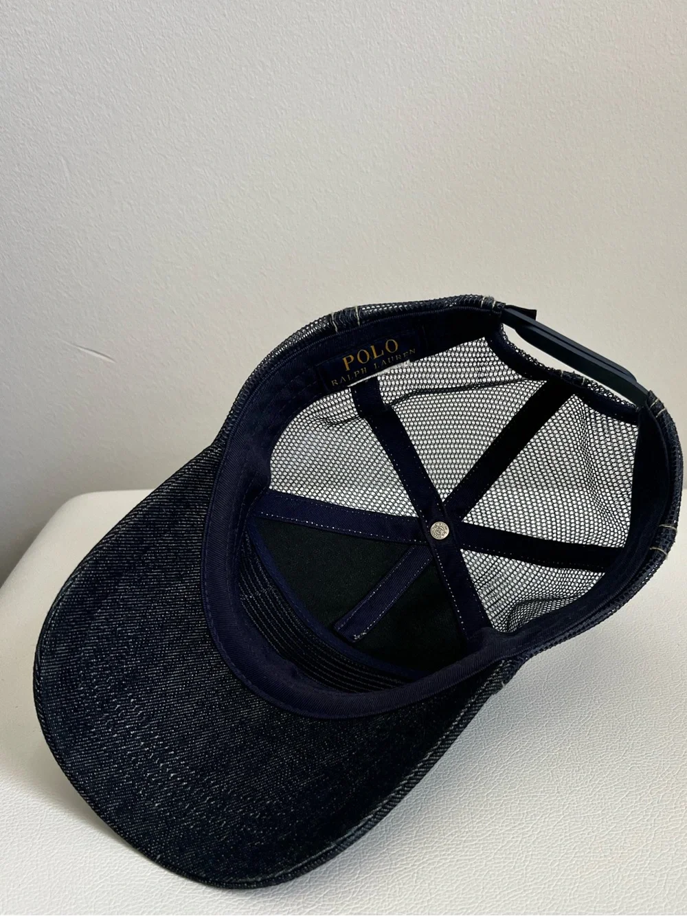 Ralph Lauren Dark Denim Baseball Cap with American Flag Patch O/S PRE-OWNED